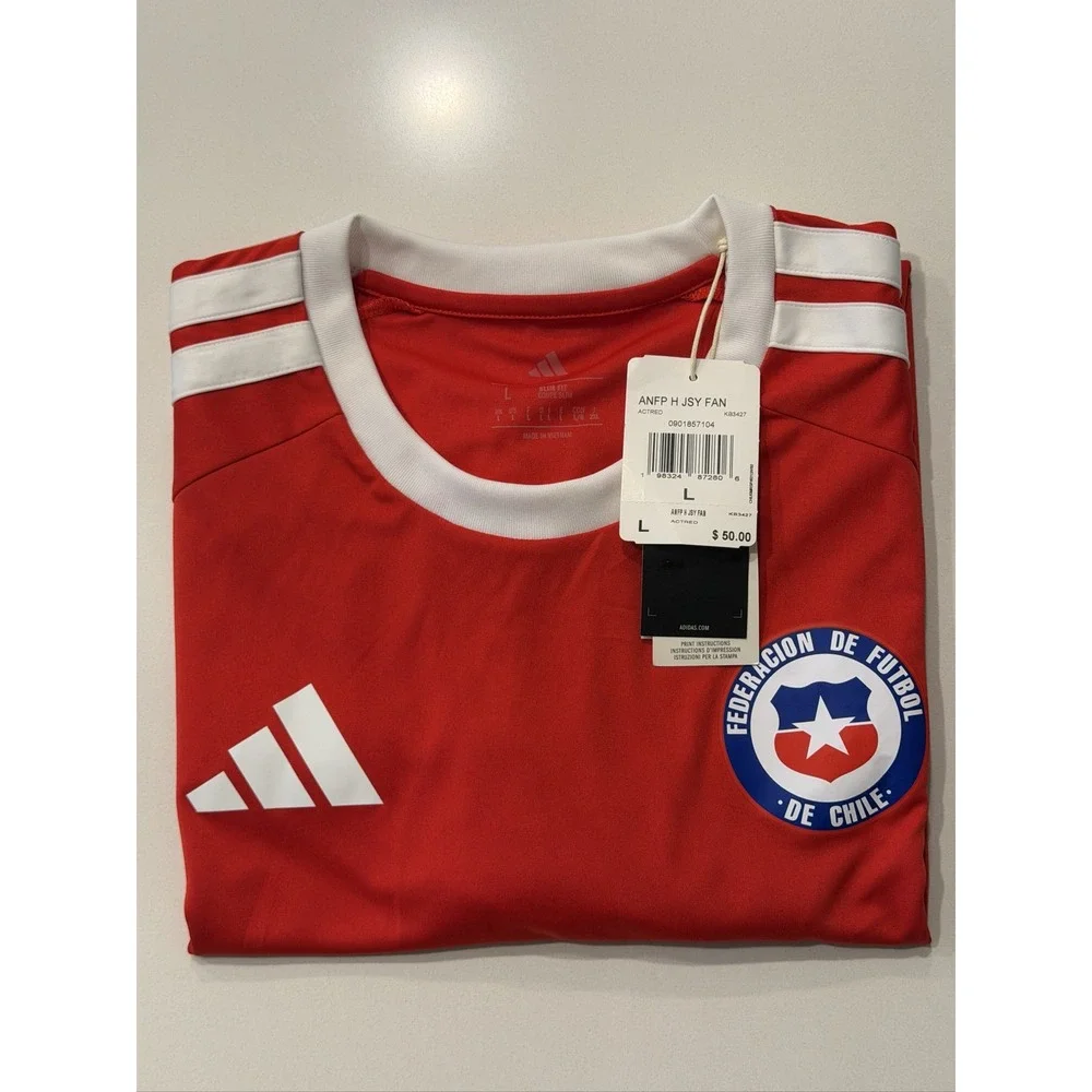 adidas Chile National Team Soccer Jersey Mens L Red Slim Fit KB3427 NEW